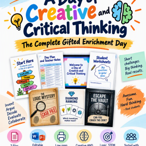 a day of creative and critical thinking: complete gifted enrichment day bundle (stage 2)